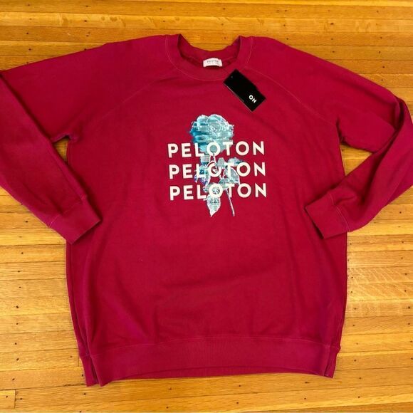 Peloton Everyday Oversized Crewneck dark pink Sweatshirt NWT - Picture 1 of 4